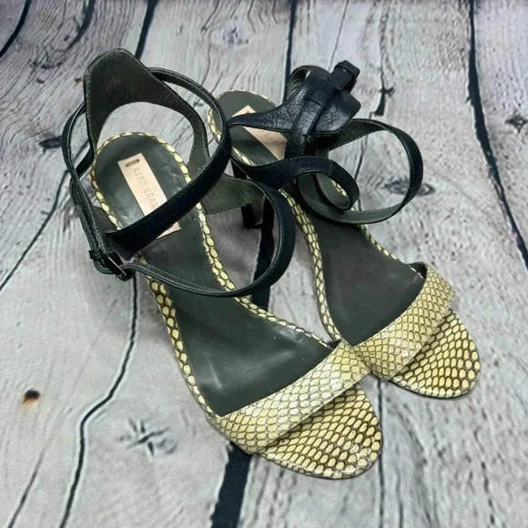 Reed Krakoff Shoes - Reed Krakoff Women’s Ankle Harness Tan Snakeskin Stiletto Heel Sandals size 5.5
